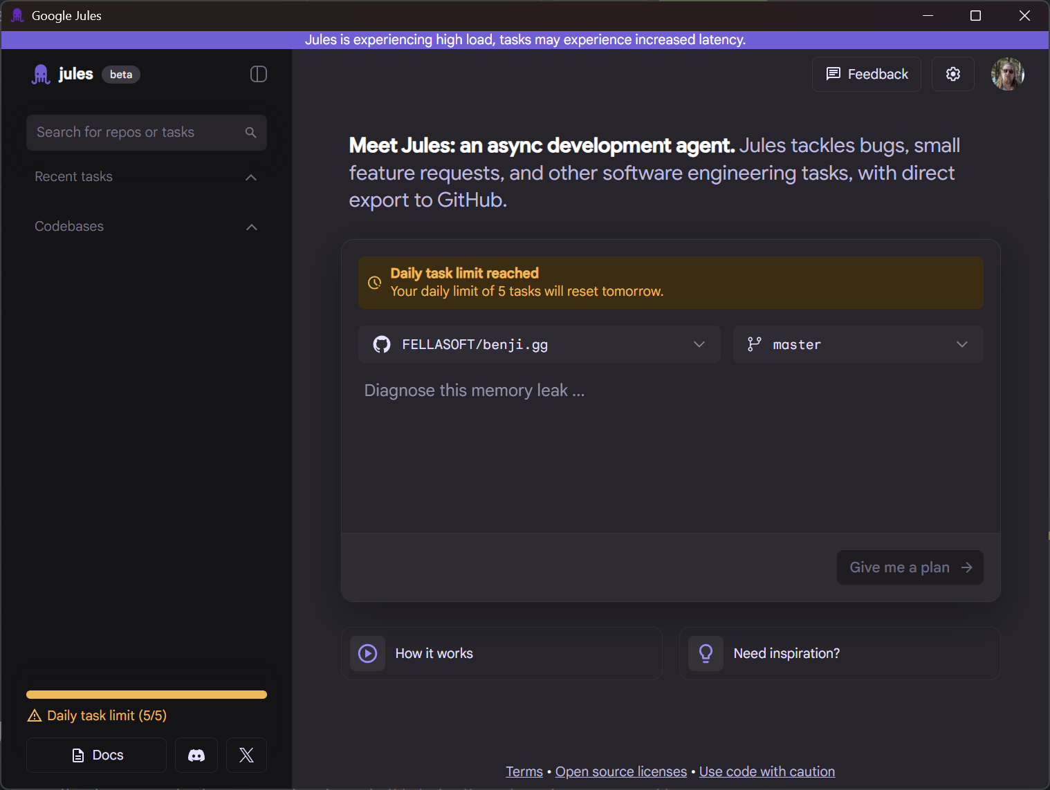 Google Jules Desktop App Screenshot